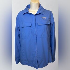 Columbia Omni-Shield Women’s Shirt L Blue Long Sleeve Outdoor Hiking Travel